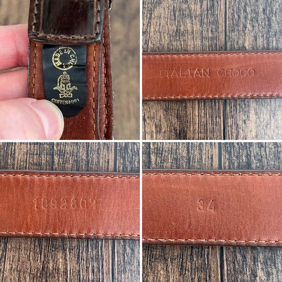 VTG Canterbury Belt Genuine Crocodile Italian Leather Western Mens Size 34 Brown - Picture 10 of 15